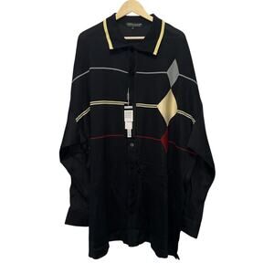 Silversilk Classic Men’s Long Sleeve Button Front Knit Shirt Black 5X NWT